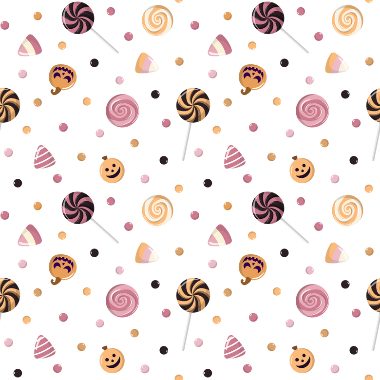 Halloween candies seamless pattern